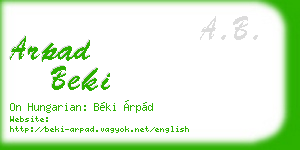 arpad beki business card